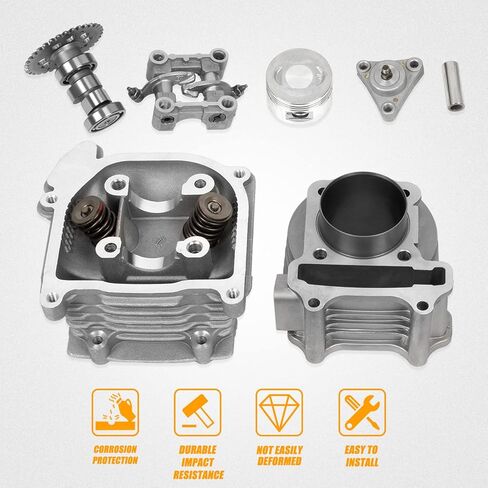 Wztepeng 69mm Valve GY6 Cylinder Rebuild Kit 100cc مجموعة التجويف الكبيرة مع سباق CDI / ملف الإشعال / قابس الإشعال / القابض الزنبركي / 50 مم مجموعة ترقية التجويف المتوافقة مع محرك سكوتر الدراجة 49CC 50CC 139QMB in Kuwait