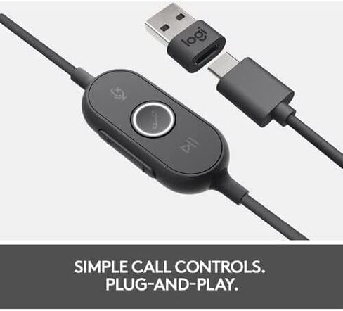 سماعة رأس Logitech Zone 750 سلكية بخاصية إلغاء الضوضاء فوق الأذن وموصل USB-C مقاس 40 مم مع عناصر تحكم بسيطة مضمنة، أسود - 981-001103 (متجدد) in Kuwait