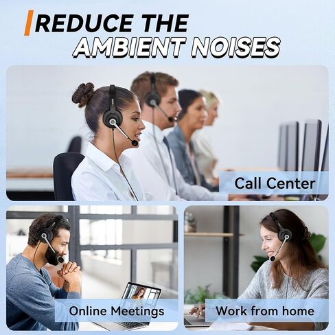 سماعة رأس Wantek مع ميكروفون، سماعة رأس USB مع ميكروفون، سماعة كمبيوتر مع ميكروفون عازل للضوضاء لأجهزة الكمبيوتر المحمول، أدوات التحكم في كتم الصوت، سماعة رأس سلكية للعمل من المنزل/المكتب المفتوح/مركز الاتصال in Kuwait