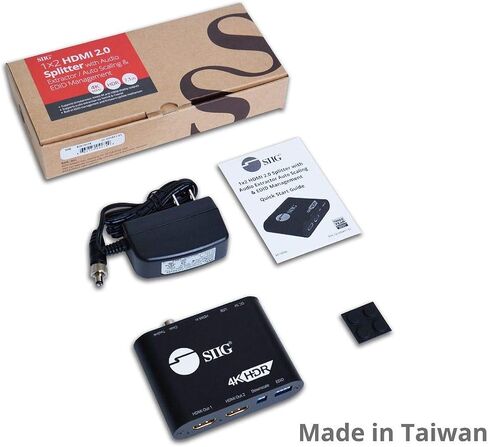 SIIG 1x2 HDMI 2.0 Splitter 4K 60Hz with HDMI Audio Extractor & Auto Downscaling (4K and 1080p Mixed Output) - HDCP 2.2, 3D, EDID, 1 in 2 Out, for Game Xbox PS5 (CE-H24X11-S1) in Saudi Arabia