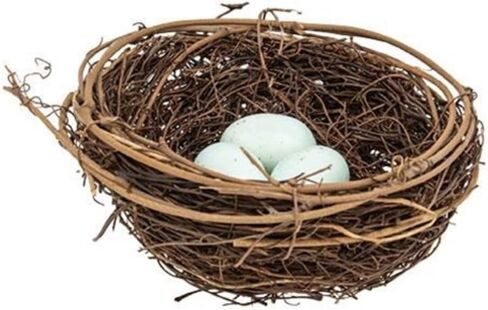The Bridge Collection Artificial Bird Nest with Eggs - Cute Bird's Egg Nest Tabletop Decoration for Easter, Spring, Summer, Everyday Home Decor (Blue Eggs) in Saudi Arabia