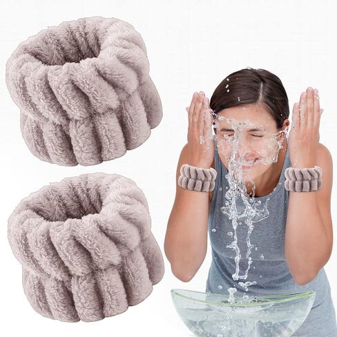 Sibba 2 Pieces Women's Microfiber Wrist Wash Bands, Absorbent Wristbands Wrist Sweatband for Girls Prevent Water from Spilling Down Your Arms (Black) in Saudi Arabia