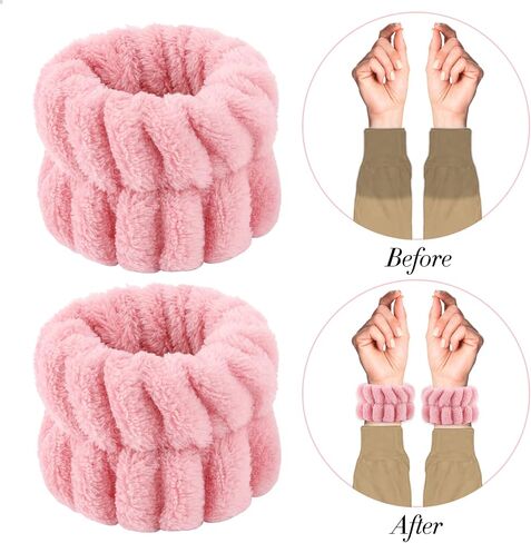 Sibba 2 Pieces Women's Microfiber Wrist Wash Bands, Absorbent Wristbands Wrist Sweatband for Girls Prevent Water from Spilling Down Your Arms (Black) in Saudi Arabia