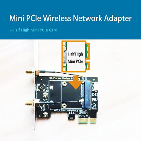 محول GLOTRENDS Mini PCIe إلى PCIe X1 لوحدة WiFi PCIe صغيرة عالية النصف، يتضمن هوائي 3.5 dBi SMA in Kuwait