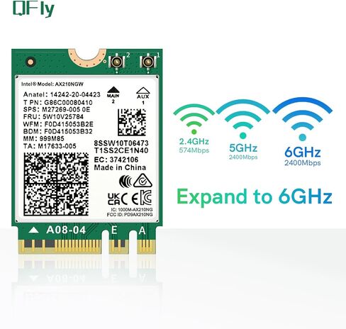 واي فاي 6E AX210NGW بطاقة واي فاي لاسلكية بلوتوث 5.3 محول شبكة داخلي ثلاثي الموجات لأجهزة الكمبيوتر المحمول يدعم ويندوز 10/11 (64 بت) M.2/NGFF in Saudi Arabia