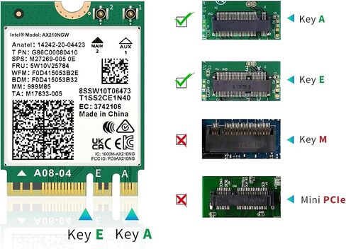 واي فاي 6E AX210NGW بطاقة واي فاي لاسلكية بلوتوث 5.3 محول شبكة داخلي ثلاثي الموجات لأجهزة الكمبيوتر المحمول يدعم ويندوز 10/11 (64 بت) M.2/NGFF in Saudi Arabia