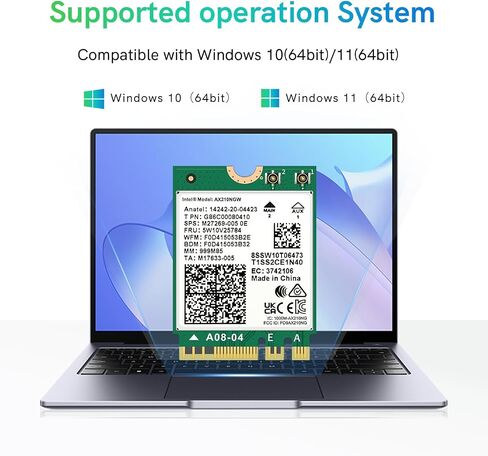 واي فاي 6E AX210NGW بطاقة واي فاي لاسلكية بلوتوث 5.3 محول شبكة داخلي ثلاثي الموجات لأجهزة الكمبيوتر المحمول يدعم ويندوز 10/11 (64 بت) M.2/NGFF in Saudi Arabia