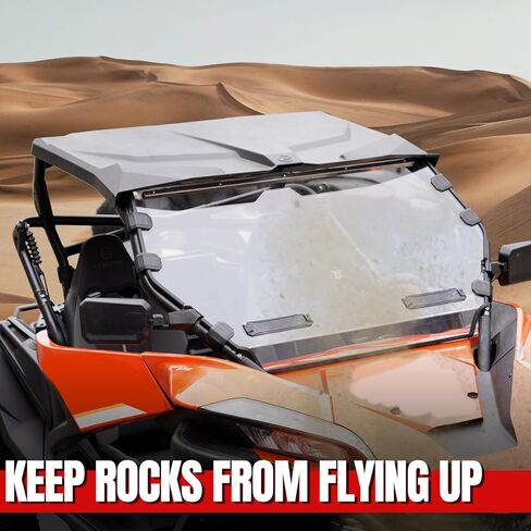 الزجاج الأمامي A & UTV PRO لـ 2022-2024 CFMOTO ZForce 950 H.O /950 H.O.E.X. /2020-2022 ZForce 950 Sport، ملحقات الزجاج الأمامي للنافذة الكاملة من البولي كربونات ذات فتحات تهوية صلبة مطلية بالصلب، قطعة واحدة in Kuwait