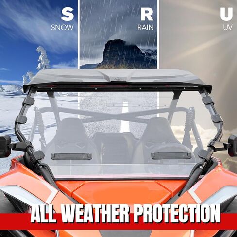 الزجاج الأمامي A & UTV PRO لـ 2022-2024 CFMOTO ZForce 950 H.O /950 H.O.E.X. /2020-2022 ZForce 950 Sport، ملحقات الزجاج الأمامي للنافذة الكاملة من البولي كربونات ذات فتحات تهوية صلبة مطلية بالصلب، قطعة واحدة in Kuwait