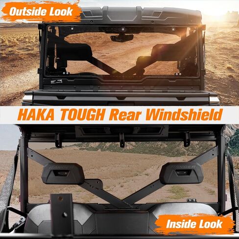 نافذة خلفية HAKA TOUGH لـ 2017-2023 Polaris Ranger XP 1000/Crew، 2020-2023 Ranger 1000/Crew، 2013-2019 Polaris Ranger XP 900/Crew، ملحقات الزجاج الأمامي الخلفي UTV شديدة التحمل، ملون داكن in Kuwait
