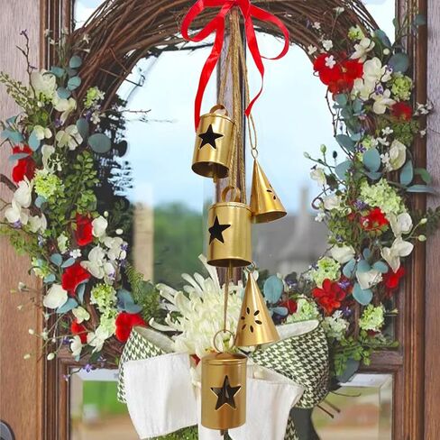 أجراس عيد الميلاد، أجراس ذهبية لزينة عيد الميلاد، أجراس البقرة النحاسية ديكور عيد الميلاد، أجراس ريفية عتيقة أجراس نحاسية لشجرة عيد الميلاد - هدايا للأمهات النساء in Kuwait