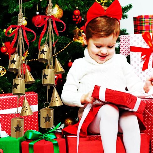 أجراس عيد الميلاد، أجراس ذهبية لزينة عيد الميلاد، أجراس البقرة النحاسية ديكور عيد الميلاد، أجراس ريفية عتيقة أجراس نحاسية لشجرة عيد الميلاد - هدايا للأمهات النساء in Kuwait