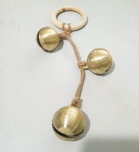 الرجعية النحاس جرس سلسلة ديكور حديقة المنزل أجراس معلقة حلقة خشبية خيوط الديكور (Style1) in Kuwait