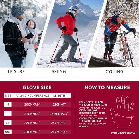 قفازات شتوية للرجال والنساء، قفازات تزلج مقاومة للماء مع شاشة لمس بأطراف الأصابع للأنشطة الخارجية أثناء التزلج على الجليد وركوب الدراجات in Kuwait
