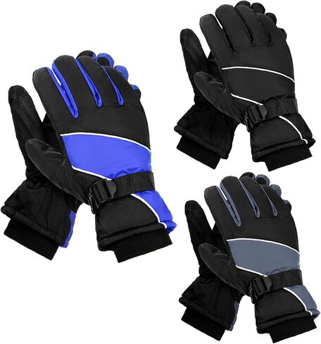 Tarpop 3 Pairs Mens Ski Gloves Winter Warm Gloves Adjustable Non Slip Gloves Snowboard Waterproof Warm Snow Gloves in Saudi Arabia