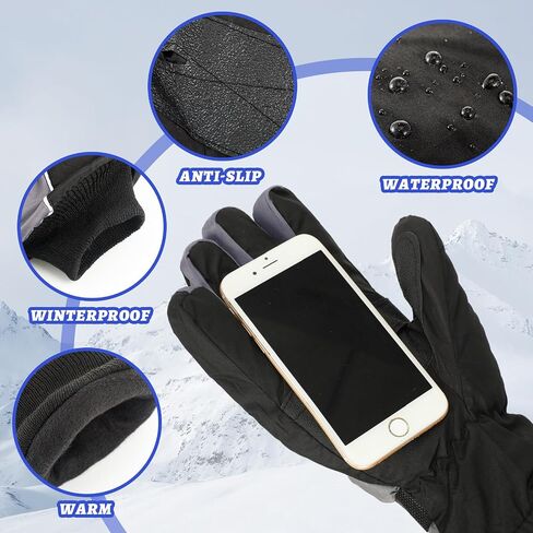 Tarpop 3 Pairs Mens Ski Gloves Winter Warm Gloves Adjustable Non Slip Gloves Snowboard Waterproof Warm Snow Gloves in Saudi Arabia
