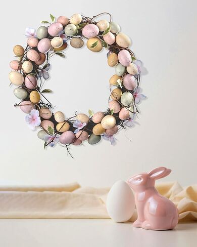 إكليل بيض عيد الفصح الملون، أكاليل عيد الفصح الاصطناعية مقاس 13 بوصة للباب الأمامي، إكليل الربيع المعلق مع بيض عيد الفصح الباستيل، والأوراق الخضراء والزهور لديكور حفلات نافذة الحائط in Kuwait