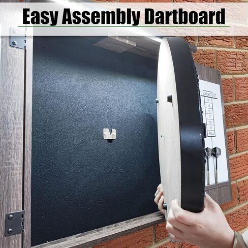 مجموعة خزانة لوحة رمي السهام مع لوح رمي السهام بشعيرات مقاس 18 بوصة، وحامل رمي السهام المثبت على الحائط، وخط رمي السهام، وحزمة جاهزة للعب مع مجموعة سهام ذات أطراف فولاذية in Kuwait