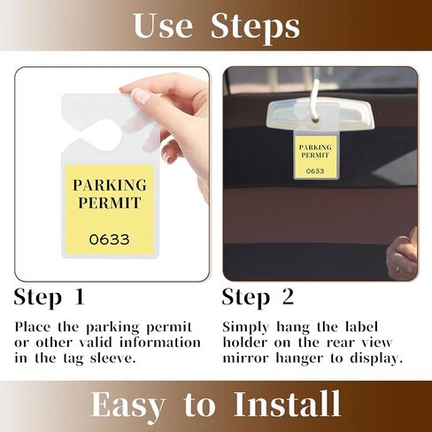 10 Pcs Parking Pass Holder Parking Passes Hanging for Car Clear Parking Permit Holder Vertical Parking Lot Pass Rear View Mirror Hanger Parking Pass Hang Tag Holder for Car Passes Permits in Saudi Arabia
