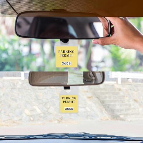 10 Pcs Parking Pass Holder Parking Passes Hanging for Car Clear Parking Permit Holder Vertical Parking Lot Pass Rear View Mirror Hanger Parking Pass Hang Tag Holder for Car Passes Permits in Saudi Arabia