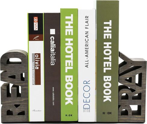 OwlGift Rustic Gray Wood Read & Pray Block Word Bookends, Unique Appearance Design, Home Office Decorative Book Stand, 1 Pair in Saudi Arabia