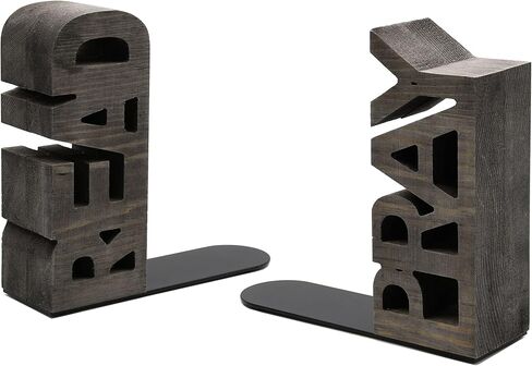 OwlGift Rustic Gray Wood Read & Pray Block Word Bookends, Unique Appearance Design, Home Office Decorative Book Stand, 1 Pair in Saudi Arabia