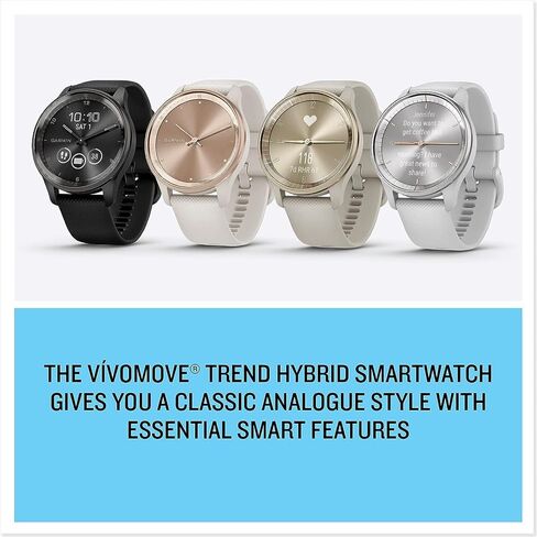 Garmin vívomove® Trend, Stylish Hybrid Smartwatch, 40mm, Black | Classic Analog Style and Essential Smart Features, Smartphone Notifications, Hidden Touchscreen Display in Kuwait
