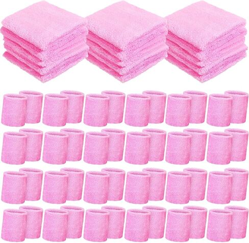 24 Pairs Wrist Sweatbands Sports Wristband Cotton Tennis Wrist Bands Athletic Wristband Anti Sprain Protective Sleeve for Men Women Football Basketball Running Working Out Gym in Saudi Arabia