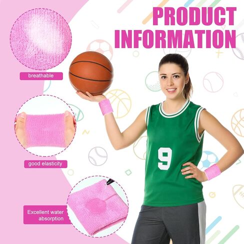 24 Pairs Wrist Sweatbands Sports Wristband Cotton Tennis Wrist Bands Athletic Wristband Anti Sprain Protective Sleeve for Men Women Football Basketball Running Working Out Gym in Saudi Arabia