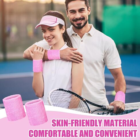 24 Pairs Wrist Sweatbands Sports Wristband Cotton Tennis Wrist Bands Athletic Wristband Anti Sprain Protective Sleeve for Men Women Football Basketball Running Working Out Gym in Saudi Arabia