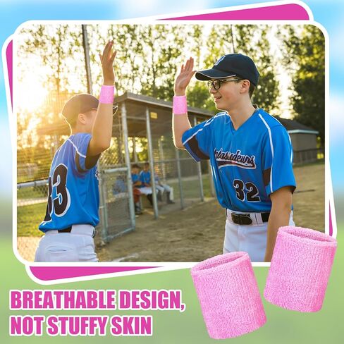 24 Pairs Wrist Sweatbands Sports Wristband Cotton Tennis Wrist Bands Athletic Wristband Anti Sprain Protective Sleeve for Men Women Football Basketball Running Working Out Gym in Saudi Arabia