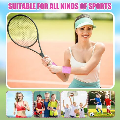 24 Pairs Wrist Sweatbands Sports Wristband Cotton Tennis Wrist Bands Athletic Wristband Anti Sprain Protective Sleeve for Men Women Football Basketball Running Working Out Gym in Saudi Arabia