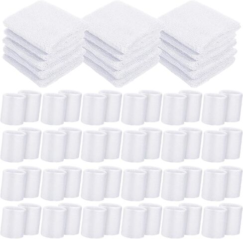 24 Pairs Wrist Sweatbands Sports Wristband Cotton Tennis Wrist Bands Athletic Wristband Anti Sprain Protective Sleeve for Men Women Football Basketball Running Working Out Gym in Saudi Arabia