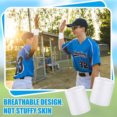24 Pairs Wrist Sweatbands Sports Wristband Cotton Tennis Wrist Bands Athletic Wristband Anti Sprain Protective Sleeve for Men Women Football Basketball Running Working Out Gym in Saudi Arabia
