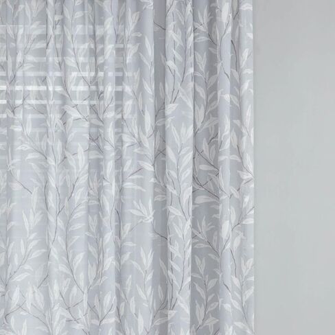 VOGOL 96 Inches Long Sheer Curtains, Green Leaves Printed Rod Pocket Voile Window Curtains, Country Sheer Drapes for Kids Bedroom Office, 2 Panels in Kuwait