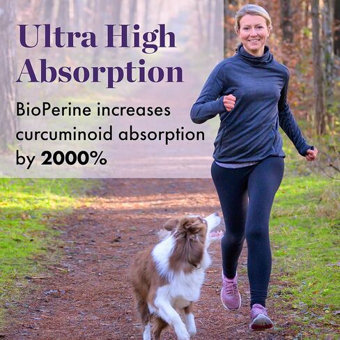 NAOMI الكركم الكركمين عالي الفعالية 1200 مجم، 95% كوركومينويدات ومستخلص الفلفل الأسود بيوبيرين لتعزيز الامتصاص حتى 2000%، مفصل فائق القوة، العضلات، دعم الدماغ، 60 كبسولة، كمية تكفي 30 يومًا in Kuwait