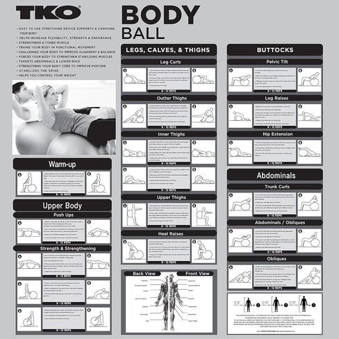 كرة تمرين كبيرة مضادة للانفجار من TKO مع مضخة هواء - 65 سم أو 75 سم كرة توازن/كرة ثبات للتمرينات والعلاج الطبيعي واليوجا والجلوس والمزيد in Saudi Arabia