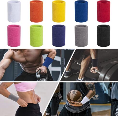 ONUPGO 4 Inch Wrist Sweatband - Sport Wristbands Elastic Athletic Wrist Bands Thick Cotton Armbands for Gymnastics, Basketball, Tennis, Football(1 Pair) in Saudi Arabia