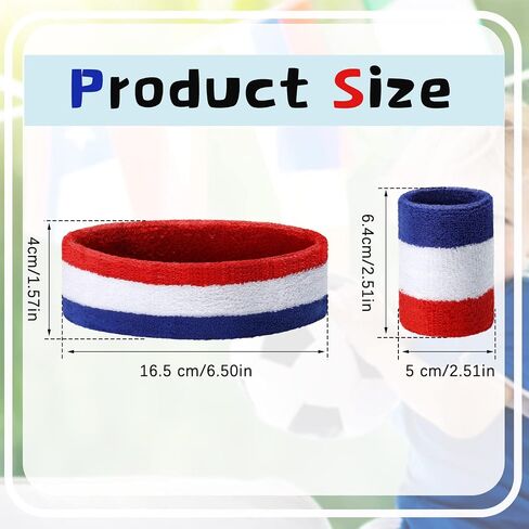 18 Piece Kids Sweatbands Sports Wristbands Headbands Set Colorful Terry Cloth Wristband Sweatband Headbands Sweat Absorbing Head Band for Basketball Soccer Running Outdoor Sports Activities in Saudi Arabia