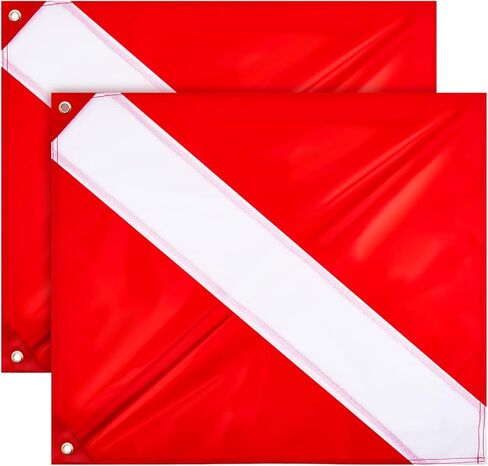 2 Pcs Scuba Diving Flag Dive Flag for Boat 20 x 24 Inch Diver Down Boat Flag Outdoor with Collapsible Removable Stiffening Pole, Scuba Diver Flag for Snorkeling Float Swim Buoy Spearfishing Freediving in Saudi Arabia