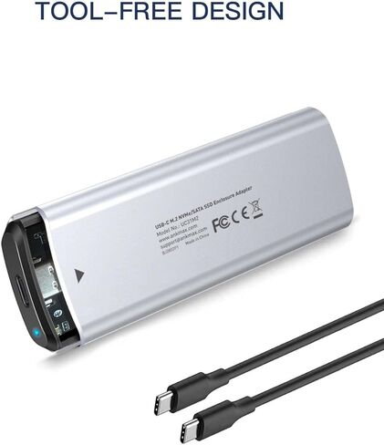 حاوية USBC بسرعة 40 جيجابت في الثانية لـ NVMe M.2 SSD، وواجهة UC4M2 USB من النوع C بسرعة 40 جيجابت في الثانية متوافقة مع Thunderbolt 4/3 USB4.0/3.1/3.0، حاوية محرك أقراص صلبة خارجي من الألومنيوم خالية من الأدوات (دعم 8 تيرابايت) in Kuwait
