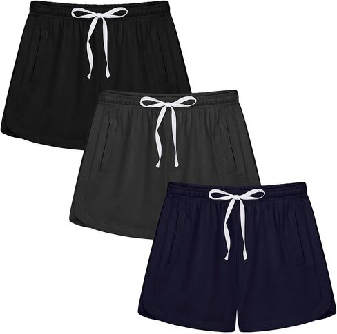 Resinta 3 Pack Kids Quick Dry Yoga Training Shorts with Zipper Pockets Elastic Girls Dry-Fit Running Sports Shorts for Kids in Saudi Arabia