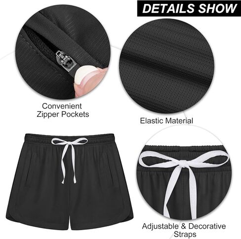 Resinta 3 Pack Kids Quick Dry Yoga Training Shorts with Zipper Pockets Elastic Girls Dry-Fit Running Sports Shorts for Kids in Saudi Arabia