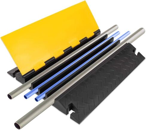 Pyle Hose & Cable Protection Ramp - Extra Heavy Duty Four Channel Extra Large Opening for Water Hose Car Truck Pedestrian Ramp Supports 55000 Lbs, Flip-Open Cover, 31.5" x 23.2" x 3.14" PCBLCO108 in Saudi Arabia