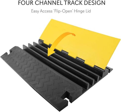Pyle Hose & Cable Protection Ramp - Extra Heavy Duty Four Channel Extra Large Opening for Water Hose Car Truck Pedestrian Ramp Supports 55000 Lbs, Flip-Open Cover, 31.5" x 23.2" x 3.14" PCBLCO108 in Saudi Arabia