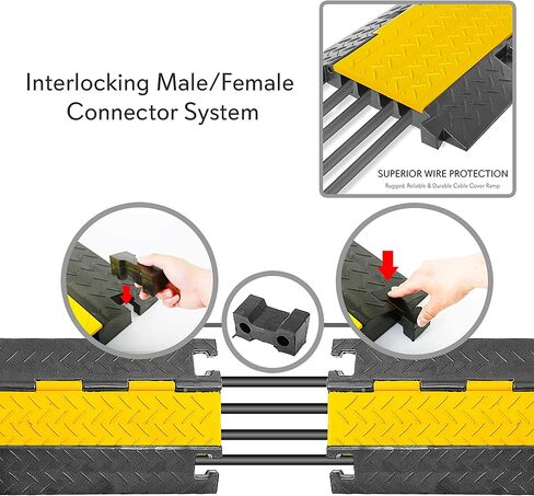 Pyle Hose & Cable Protection Ramp - Extra Heavy Duty Four Channel Extra Large Opening for Water Hose Car Truck Pedestrian Ramp Supports 55000 Lbs, Flip-Open Cover, 31.5" x 23.2" x 3.14" PCBLCO108 in Saudi Arabia