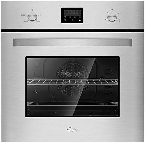Empava Single Liquid Propane Gas Wall Oven 24 in. 2.3 cu. Ft. Bake Broil Rotisserie Functions with Mechanical Controls and Digital Timer and Convection Fan in Stainless Steel, Silver in Saudi Arabia