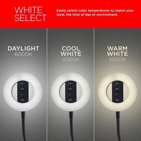 UltraPro LED Selfie Video Ring Light، يعمل بمنفذ USB، سطوع قابل للتعديل، ذراع مرن، ملف تعريف منخفض، بث مباشر، TikTok، يوتيوب، تكبير، مؤتمرات الفيديو، يعمل مع iPhone وAndroid، 60296 in Kuwait