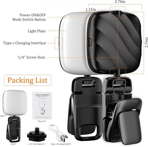 Portable Selfie Light, Rechargeable Small Phone Light with Front & Back Clip, 2500-6500K LED Phone Light Clip Perfect for Phone, iPhone, IPad, Makeup, Laptop, Camera, Live Stream, Vlog in Saudi Arabia