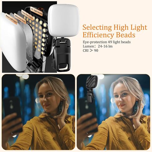 Portable Selfie Light, Rechargeable Small Phone Light with Front & Back Clip, 2500-6500K LED Phone Light Clip Perfect for Phone, iPhone, IPad, Makeup, Laptop, Camera, Live Stream, Vlog in Saudi Arabia